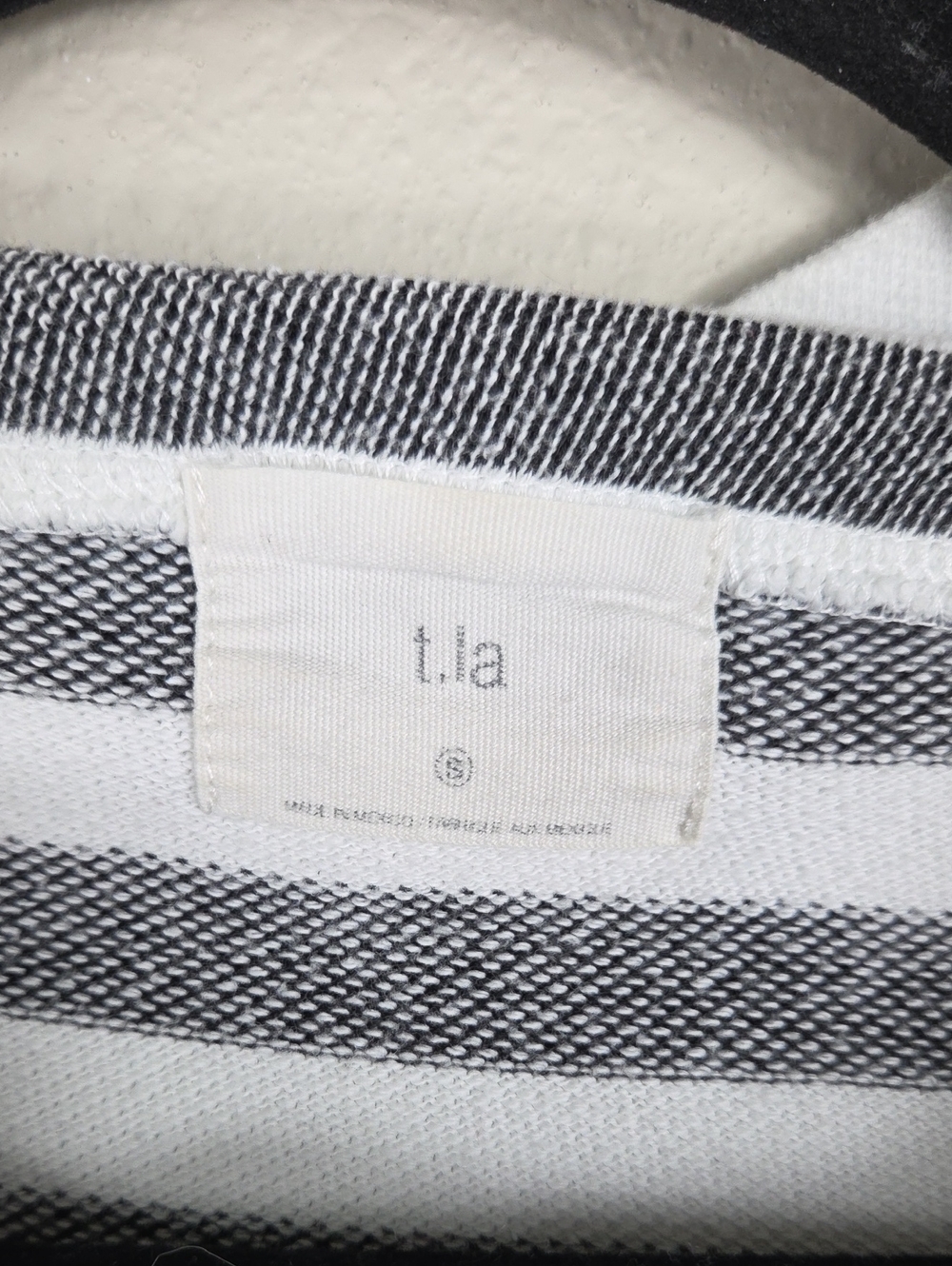 Anthropologie T.La Striped Top Women Small Black White Fair Mock Neck Tee - Picture 3 of 6
